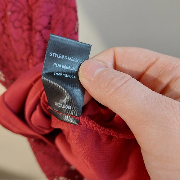 Lulu's Red Lace Mini Dress Women's L NWT - Picture 9 of 9